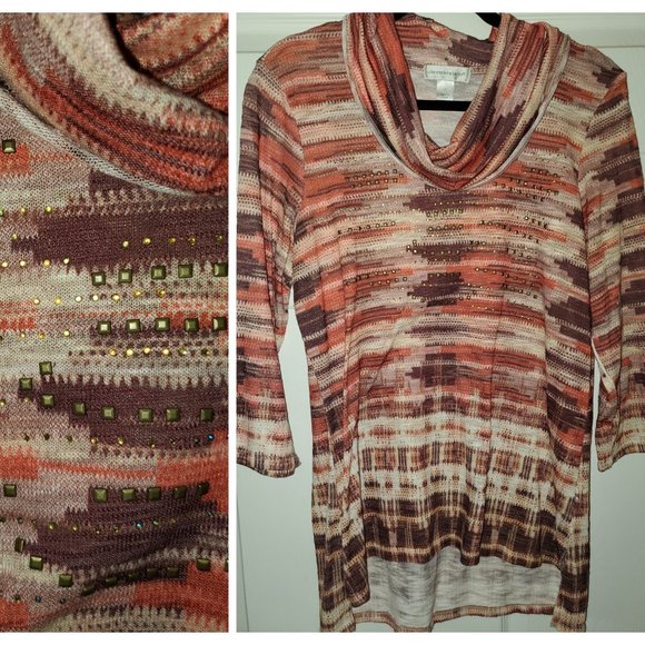 Large Cowel Neck 3/4 sleeve Shirt - Picture 1 of 1